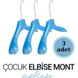 Mikasso Mavi Plastik 30 cm Çocuk Askısı Çocuk Elbise Askısı Çocuk Kıyafet Askısı Plastik Mavi
