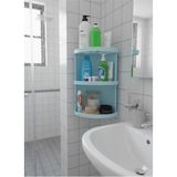 Mikasso Mavi Renk 3 Katlı Banyo Köşe Rafı Tabanları Izgara Su Birikmesini Önler Paslanmaz Plastik Şampuanlık - Çok Renkli