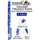 Mikasso Mavi Silinebilir Tükenmez Kalem 3 Adet Bıa Silinebilir Jel Pilot Kalem Mürekkepli Kolay Silinebilir - Çok Renkli