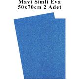 Mikasso Mavi Simli Eva 50X70 cm 2 Adet Simli Eva Süngeri Okul Kreş Anasınıfı Elişi Etkinlikleri - Çok Renkli