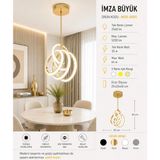 Mikasso Mdr Imza Büyük LED Avize Modern Salon Avizesi Dekoratif Sarkıt Aydınlatma 3 Renk Işık ve 4 Renk Mode - Çok Renkli