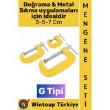 Mikasso #mengene Dayanıklı Çelik Karbon Kaynak Montaj Ahşap Doğrama Metal Sıkma 3-5-7 cm G Tipi Mengene Seti - Çok Renkli