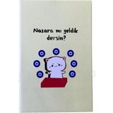 Mikasso Mercan "nazara Mı Geldik Dersin?" Baskılı Sarı Renkli Nazar Boncuklu Kedi Tasarımlı Not Defteri Sert - Çok Renkli
