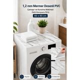 Mikasso Mermer Desenli Pvc Çamaşır ve Kurutma Makinesi Üstü Koruyucu Örtü Kaymaz Silinebilir 60X60 cm - D01 - Çok Renkli