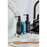 Mikasso Metal Altlıklı 2'li Sıvı Sabunluk ve Şampuanlık Bambu Stantlı Sabunluk Seti 330 cc Cam Siyah - Çok Renkli
