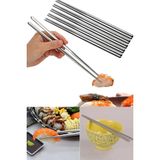 Mikasso Metal Chopstick Paslanmaz Çelik Çin Çubuğu 2'li Set Yemek Çubukları Çelik Gümüş