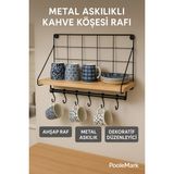 Mikasso Metal Duvar Rafı – Modern Dekoratif Askı ve Kancalı Duvar Rafı (Mutfak & Banyo Kullanımı) Metal Siya - Çok Renkli