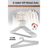 Mikasso Metal Elbise Kıyafet Askısı, 6 Adet,giysi Askısı,pantolon Askısı Tel Askı Vıp Metal Gümüş Tr