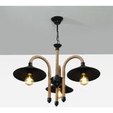 Mikasso Metal Halat 3'lü Avize - Siyah Metal 3 E27 Siyah Salon / Oturma Odası - Çok Renkli