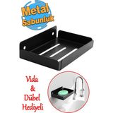 Mikasso Metal Katı Sabunluk Kalıp Sabun Koyma Aparatı Vidalı El Sabunluğu Duvara Monteli Siyah Renk 1 Adet M - Çok Renkli
