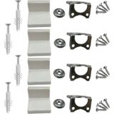 Mikasso Metal L Köşe Dolap Askı Bağlantı Elemanı Beyaz + Dübel + Montaj Vidaları (4 Takım) Beyaz