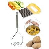 Mikasso Metal Patates Ezici + Tırtıklı Patates Dilimleyici