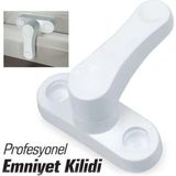 Mikasso Metal Pvc Kapı Pencere Pimapen Emniyet Kilidi Çocuk Hırsız Güvenlik Mandalı - Beyaz