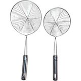 Mikasso Metal Saplı Kevgir -18-16 cm Çap -Iki Boy Kevgir Seti Çelik Gri