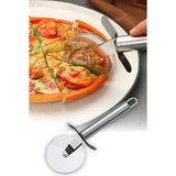Mikasso Metal Saplı Pizza Kesici Paslanmaz Çelik Yuvarlak Bıçaklı Dilimleme Aparatı Tam Metal Gövde ile Daya