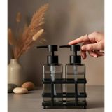 Mikasso Metal Stand Ikili Cam Sıvı Sabunluk Metal Siyah - Çok Renkli