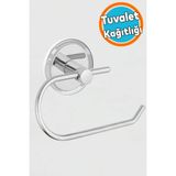 Mikasso Metal Tuvalet Kağıtlık Yapışkanlı Açık Aparat Wc Kağıt Standı Bez Havluluk Paslanmaz Sağlam Krom Met - Çok Renkli