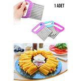 Mikasso Meyve ve Sebze Dilimleyici | Şekilli Meyve Sebze Dilimleyici Chips Chopper ( 1 Adet ) Çelik Gümüş