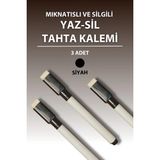 Mikasso Mıknatıslı Silgili Yaz-Sil Tahta Kalemi – Siyah Mürekkep, Ince Uç, Keçeli Planlayıcı Kalemi Gümüş - Çok Renkli