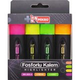 Mikasso Mikro Fosforlu Kalem 4’lü Set – Neon Renkler, Highlighter, Okul & Ofis Kullanımı Çok Renkli 4'lü