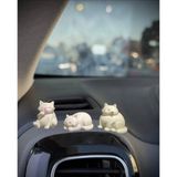 Mikasso Mini 3lü Kedi Figür Torpido, Laptop, Masa Üstü Süsü (Beyaz) - Çok Renkli