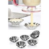 Mikasso Mini Metal Kek Kalıbı 6'lı - Tartolet Kalıbı 6 Adet Mini - Kek Kalıbı 6 Adet Metal Metal Gri