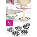 Mikasso Mini Metal Kek Kalıbı 6'lı - Tartolet Kalıbı 6 Adet Mini - Muffin Kek Kalıbı 6 Adet Metal Metal Meta