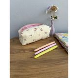 Mikasso Mini Mini Çiçek Desenli Krem Fermuarlı Kalem Kutusu Kalemlik Yıkanabilir Ölçüleri 20-7-6cm Tekstil S - Çok Renkli