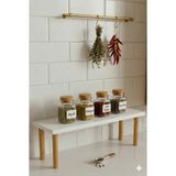 Mikasso Mini Tezgah Üstü Baharatlık Mutfak Rafı Baharat Organizer 40X14 cm Ahşap Beyaz Modern - Çok Renkli