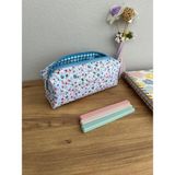Mikasso Minik Çıtır Çiçek Mavi Fermuarlı Kalem Kutusu Kalemlik Astarlıdır Yıkanabilir Ölçü 20-7-6cm Tekstil - Çok Renkli