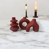 Mikasso Minimal Üçlü Süs Takım, Vazo, Ev Dekorasyon Ürünü, Hediyelik Ev Eşyası, Biblo Süs (10CM) Alçı Turunc - Çok Renkli
