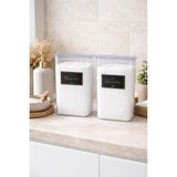 Mikasso Minimalist Deterjan Kabı Seti | Şeffaf Banyo Organizer | Etiketli Kavanoz Plastik Beyaz - Çok Renkli