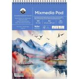 Mikasso Mix Media Pad Çok Amaçlı Sanatsal Blok 165 gr A4 25 Yaprak Karton Spiralli Çizgisiz Orta Boy Beyaz R - Çok Renkli