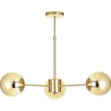 Mikasso Miya 3 Lü Bal Camlı Salon Oturma Odası Modern Sarkıt Avize - (Gold Kaplama) Metal 3 E27 Sarı Salon / - Çok Renkli