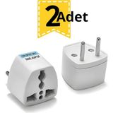 Mikasso MN008 Avrupa Tipi (Type C) 2 Pin Erkek → Universal Dişi Seyahat Adaptörü – 10A 250V-2 Adet - Çok Renkli