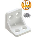 Mikasso Mobilya Eşya Dolap Köşebent Bağlantı Sabitleme Sabitleyici L Gönye 28X28X30 mm Plastik (10 Adet) Bey