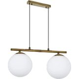 Mikasso Modern Beyaz Glop Camlı Sıralı Ikili Gold Sarkıt Avize Metal 4 E27 Altın Salon / Oturma Odası - Çok Renkli