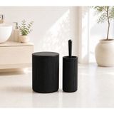 Mikasso Modern Çizgili Banyo Çöp Kovası (6,25 Litre) & Tuvalet Fırçası Seti – Ikili Set, Dayanıklı Plastik P - Çok Renkli