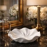 Mikasso Modern Dalgalı Tasarım Dekoratif Obje - Estetik Görünümlü Minimalist Kase - Beyaz - 21 cm Beyaz Beli - Çok Renkli