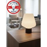 Mikasso Modern Dekoratif Abajur LED Ampül Hediyeli Başucu Masa Lambası 24X16 cm Metal Beyaz - Çok Renkli