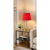 Mikasso Modern Dekoratif Abajur Masa Lambası Metal Ayaklı Kumaş Başlıklı Gece Lambası Kırmızı Belirtilmemiş - Çok Renkli