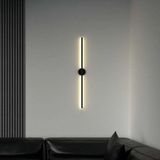 Mikasso Modern Dekoratif LED Duvar Aplik 70 cm Günışığı Siyah 1 Adet ( Pilli ) Alüminyum Gümüş - Çok Renkli