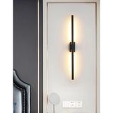 Mikasso Modern Dekoratif LED Duvar Aplik Uzun Çubuk LED Tekli 80 cm Gün Işığı Alüminyum Siyah - Çok Renkli