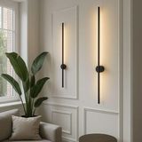 Mikasso Modern Dekoratif LED Duvar Aplik Uzun Çubuk LED Tekli 80 cm Günışığı Siyah 1 Adet Alüminyum Siyah - Çok Renkli