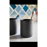 Mikasso Modern Diş Fırçalık Bardak Ribbed Tasarım Gri Plastik Gri - Çok Renkli
