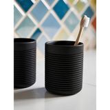 Mikasso Modern Diş Fırçalık Bardak Ribbed Tasarım Siyah Plastik Siyah - Çok Renkli