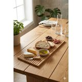 Mikasso Modern Doğal Bambu Oluklu Sunum Tepsisi 39X17 cm - Şık Peynir Tabağı, Kahvaltı ve Banyo Dekor Objesi - Çok Renkli
