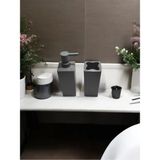 Mikasso Modern Kare Banyo Seti: Sıvı Sabunluk ve Diş Fırçalık Gri (Antrasit) Plastik Gri - Çok Renkli