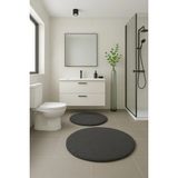 Mikasso Modern Kaymaz Taban Yuvarlak Dekoratif Banyo Paspası Klozet Takımı 80X80-60X60 cm Polyester Gri - Çok Renkli