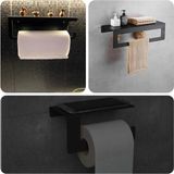 Mikasso Modern Metal 3'lü Set: Raflı Banyo Havlu Askılığı Rulo Havlu Askılığı Tuvalet Kağıtlığı Siyah - Çok Renkli